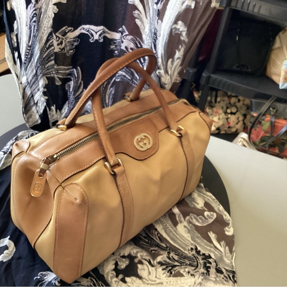 Gucci Boston Bag Canvas Tan Old Gucci 25 - Picture 9 of 12